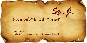 Szarvák József névjegykártya