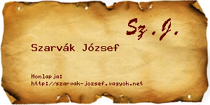 Szarvák József névjegykártya